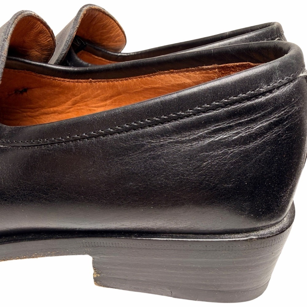 Gucci Vintage Black Leather Logo Bar Loafers Men’s 8D Authenticated - Picture 12 of 14